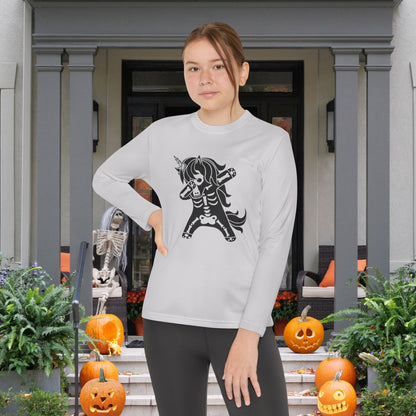 Dabbing Unicorn Skeleton Youth Long Sleeve Tee