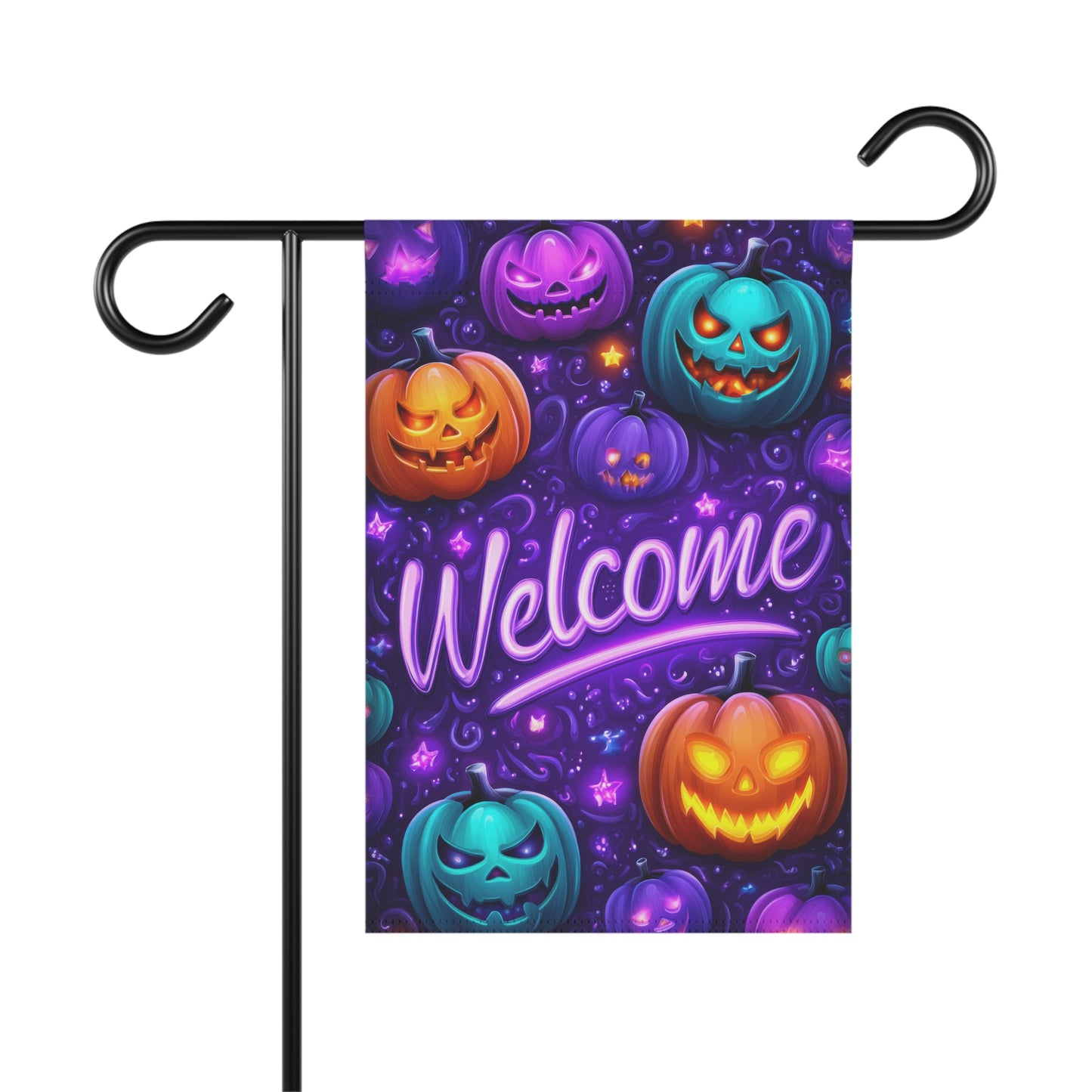 Welcome Halloween Purple Garden Banner