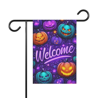 Welcome Halloween Purple Garden Banner