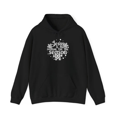 Jesus Is The Reason For The Season Snowflake Adult Heavy Blend™ Hooded Sweatshirt