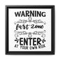 Warning Fart Zone Enter At Your Own Risk Framed Canvas Bathroom Art