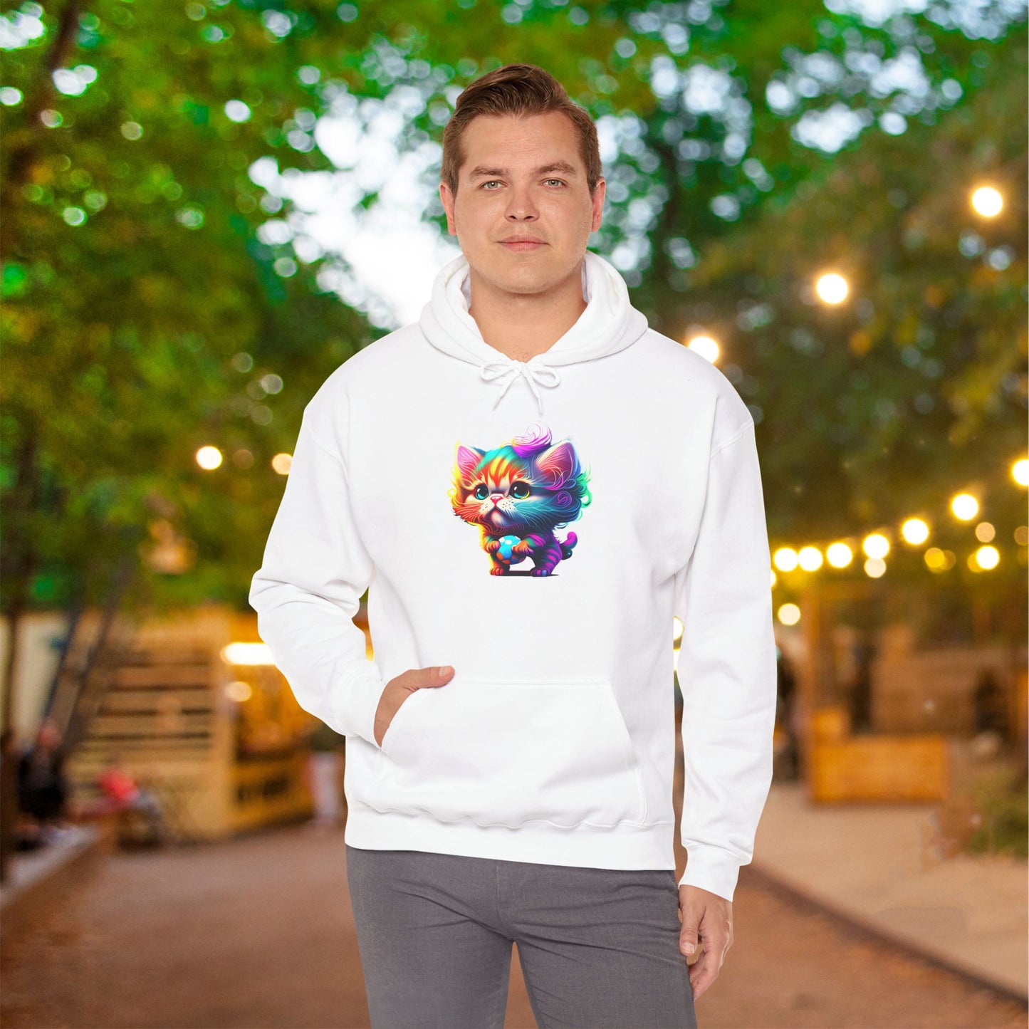 Cute Colorful Kitten Heavy Blend™ Hooded Sweatshirt