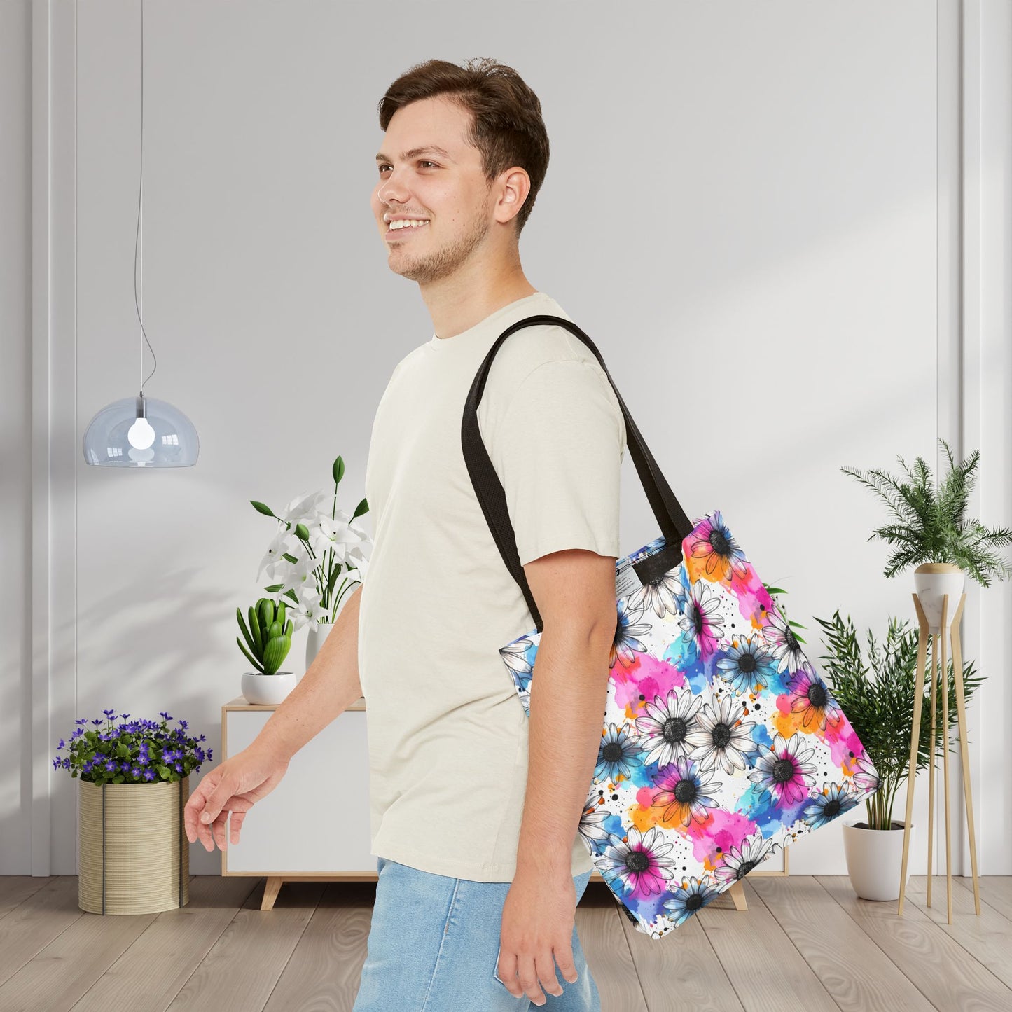 Watercolor Daisy Dream Canvas Tote Bag