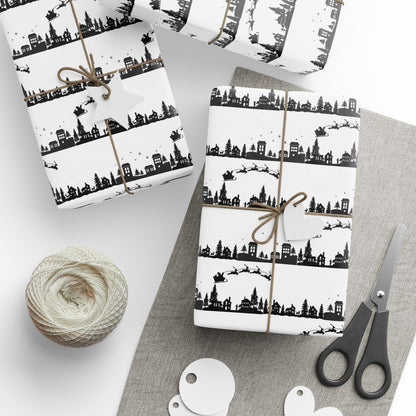 Christmas Village Silhouette Wrapping Paper