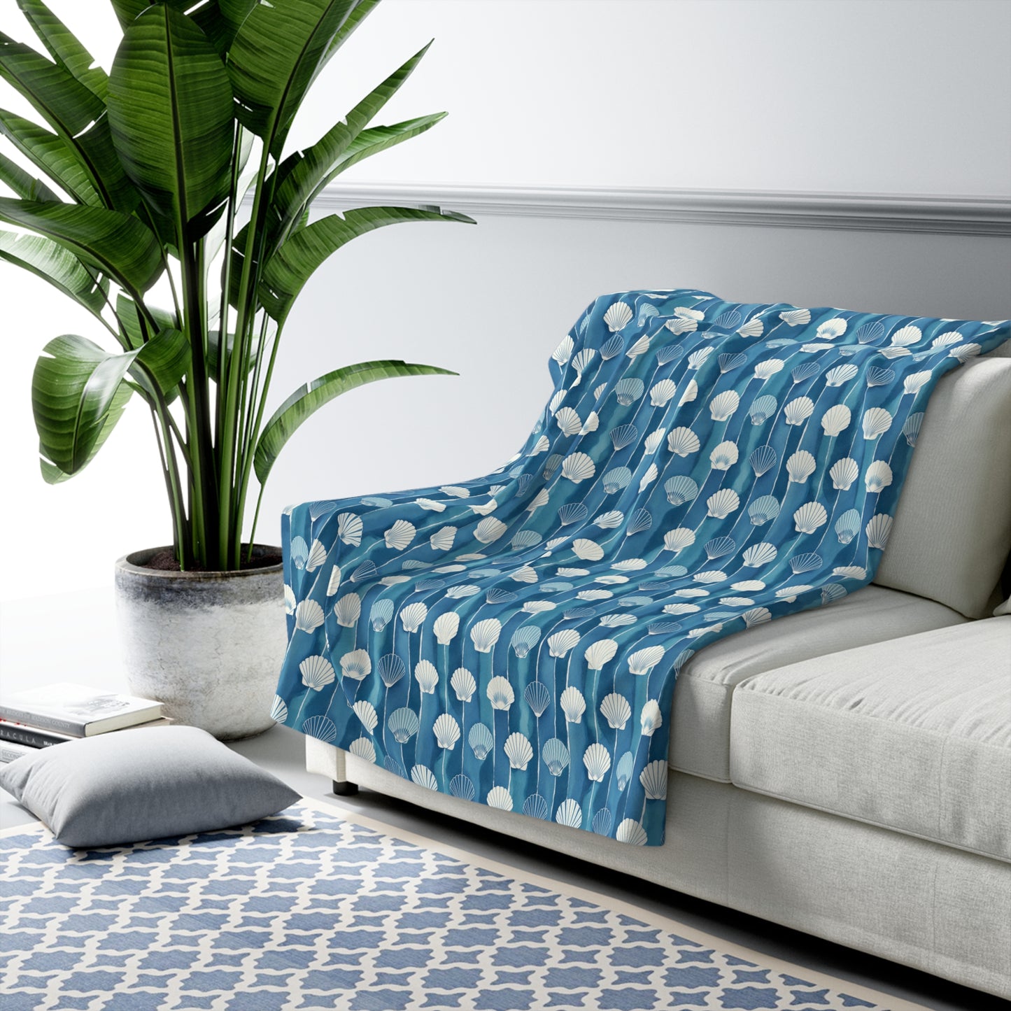 Oceanline Shells Sherpa Fleece Blanket