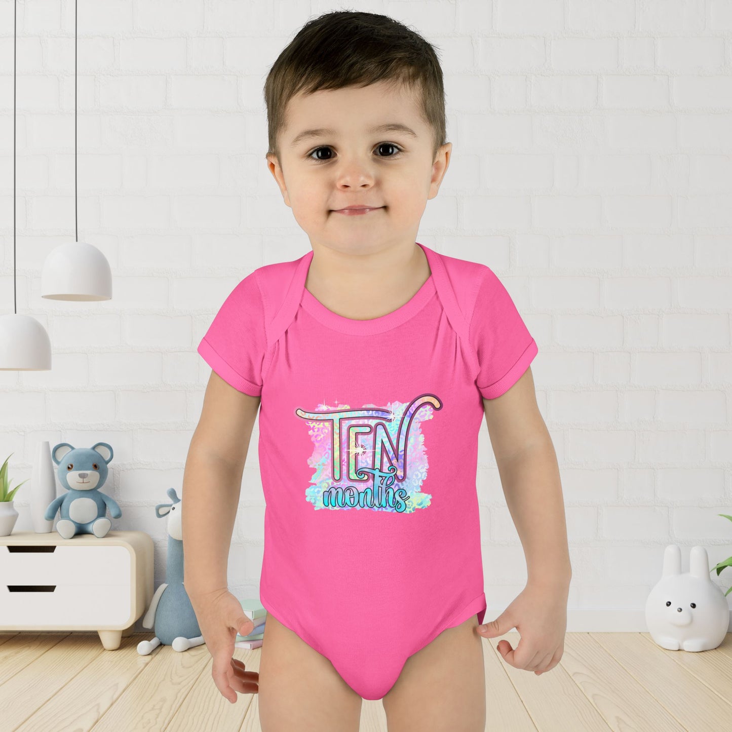 Pastel Wild One Milestone Baby Bodysuit-Ten Months