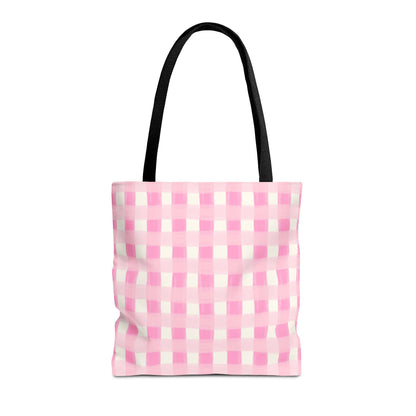 Dreamy Rose Gingham Canvas Tote Bag