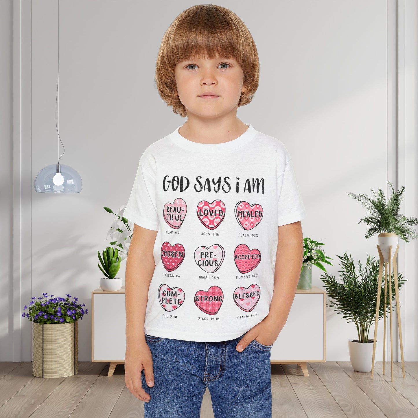 God Says I Am... (Conversation Hearts) Heavy Cotton™ Toddler T-shirt