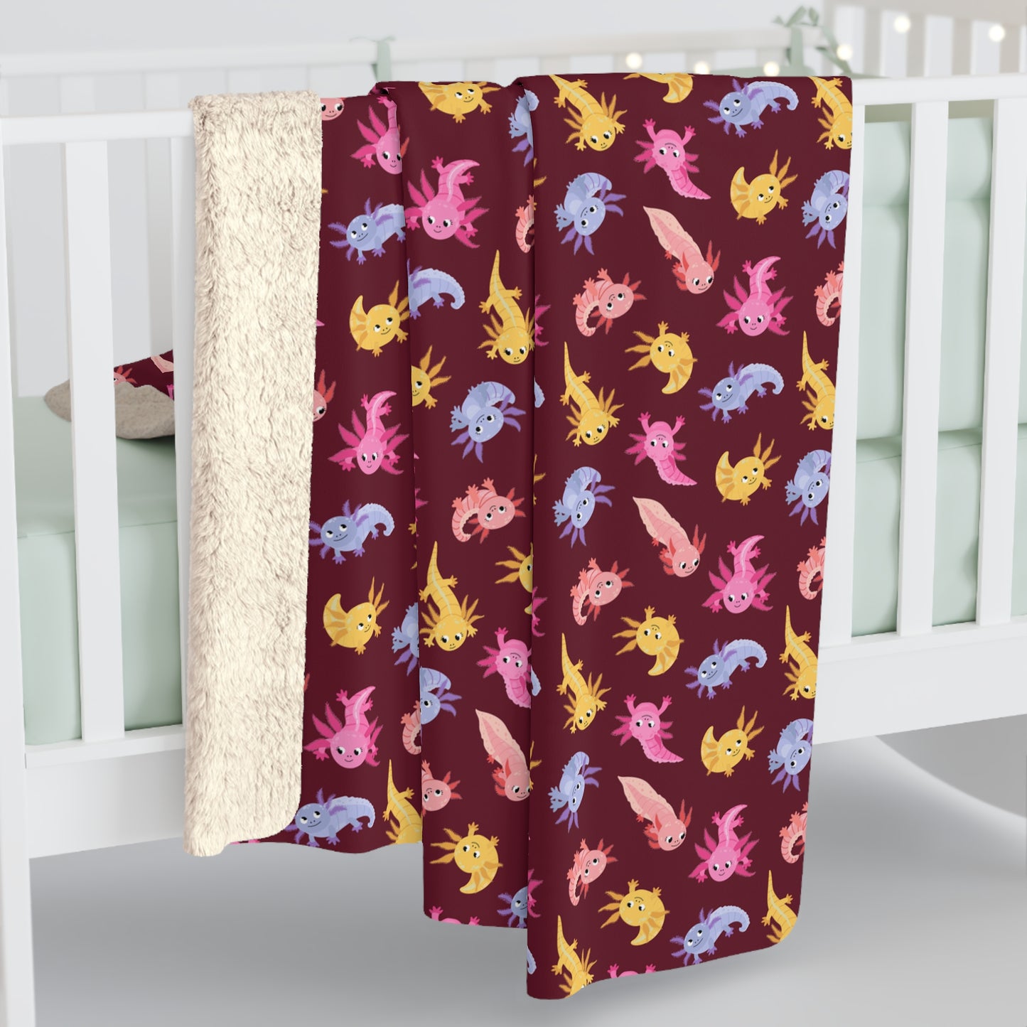 Crimson Axolotls Sherpa Fleece Blanket