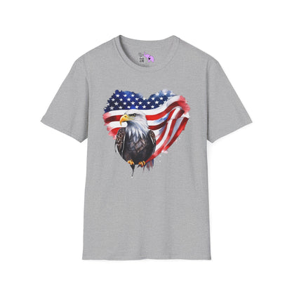 American Flag Heart w/Eagle Adult T-shirt