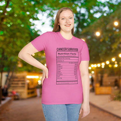 Cancer Survivor Nutrition Facts Adult T-shirt