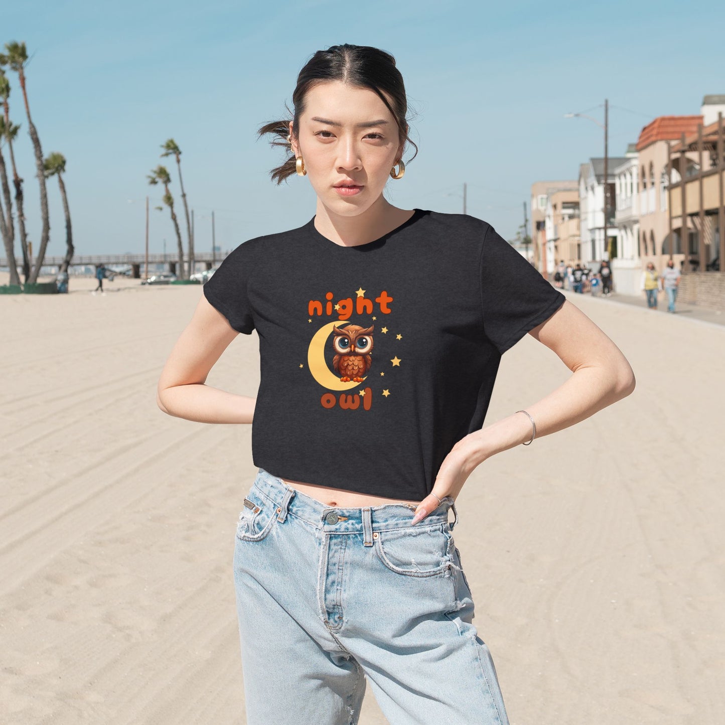 NIght Owl Women's Flowy Cropped Tee