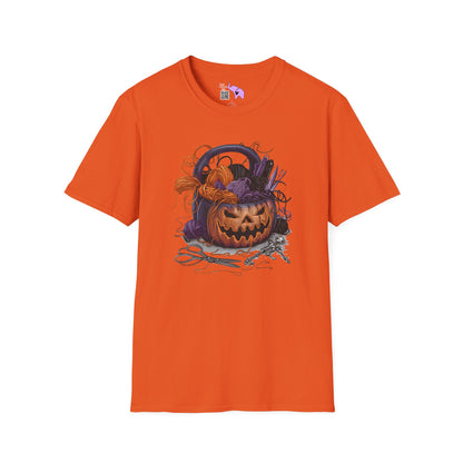 Spooky Pumpkin Yarn Basket Adult T-shirt