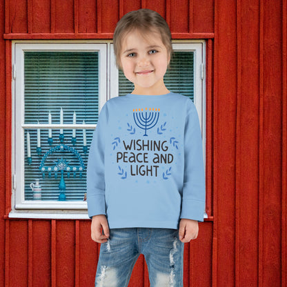 Hanukkah Wishing Peace & Light Toddler Long Sleeve Tee