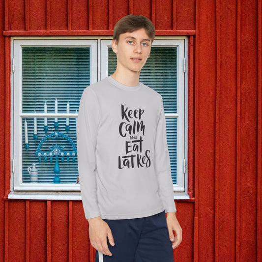 Keep Calm & Eat Latkes Youth Long Sleeve Tee
