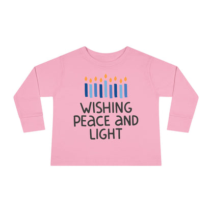 Hanukkah Wishing Peace & Light Toddler Long Sleeve Tee