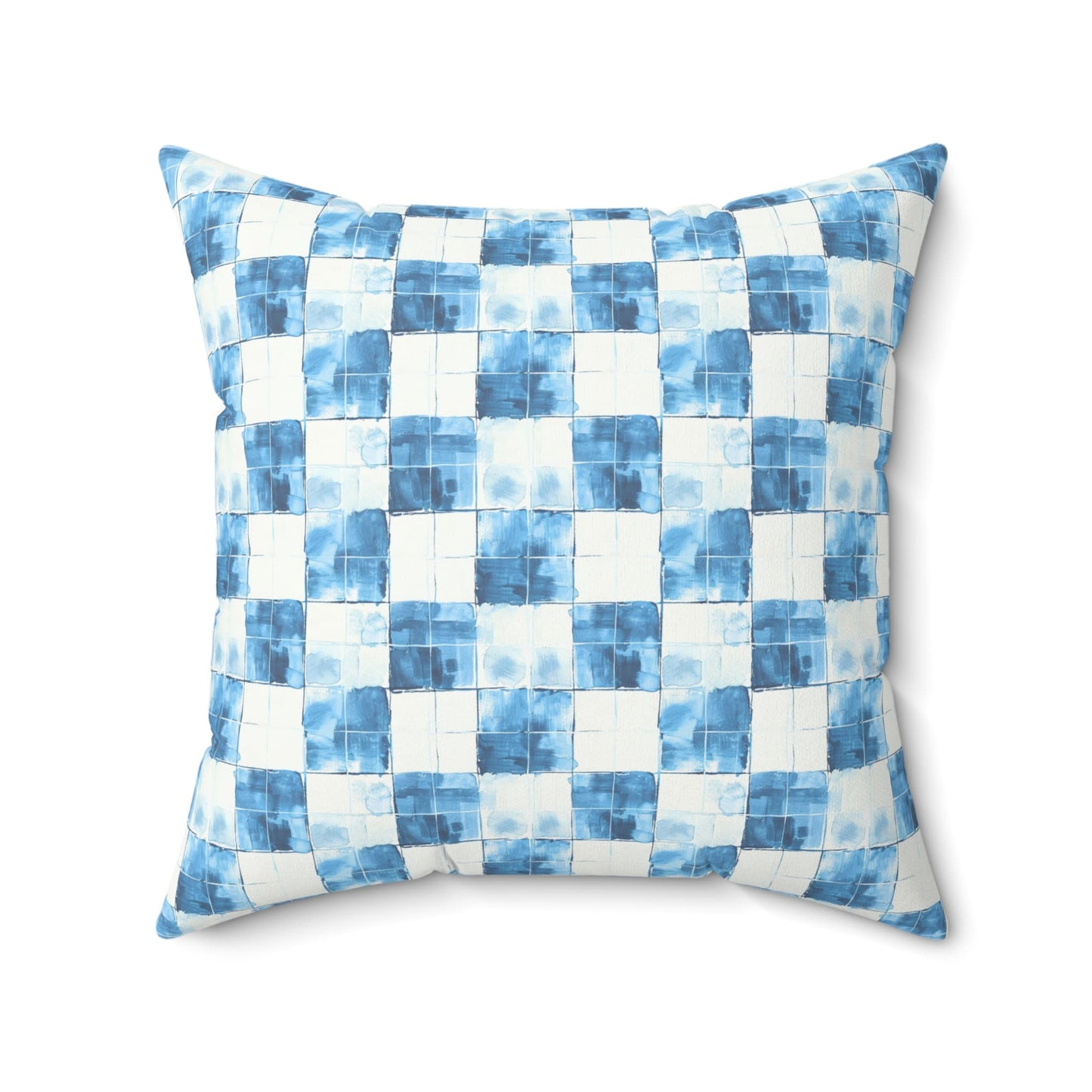Cozy Blue Checkered Throw Pillow