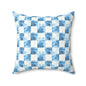 Cozy Blue Checkered Throw Pillow