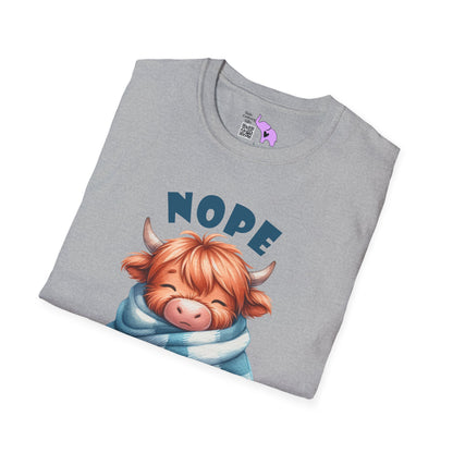 Nope Not Today Cute Cow Adult T-shirt