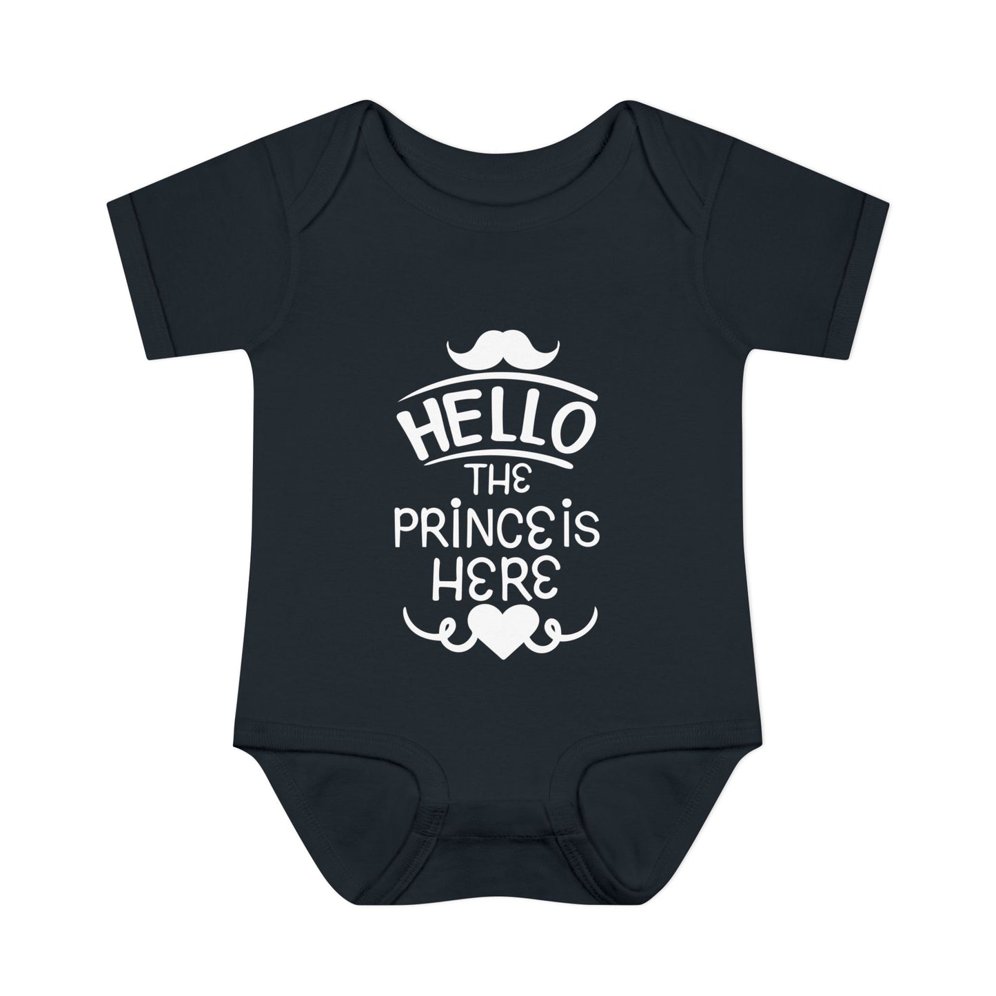 Hello The Prince Is Here Infant Baby Rib Bodysuit
