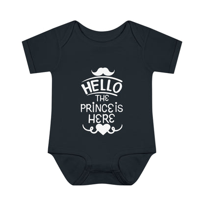 Hello The Prince Is Here Infant Baby Rib Bodysuit