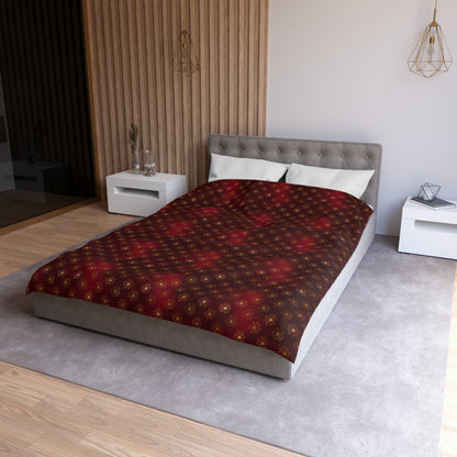 Crimson Gilded Daisies Duvet Bedding Set