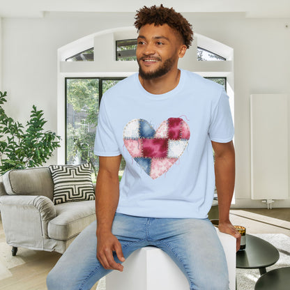 Patchwork Quilt Heart Adult T-shirt