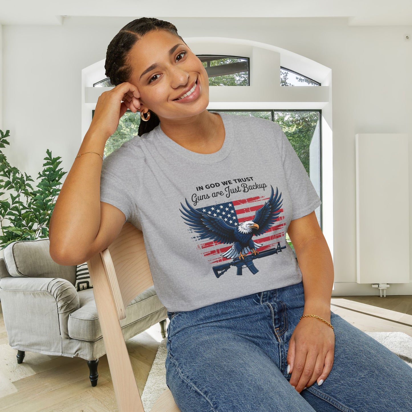 In God We Trust Guns Are Just Backup Adult T-shirt