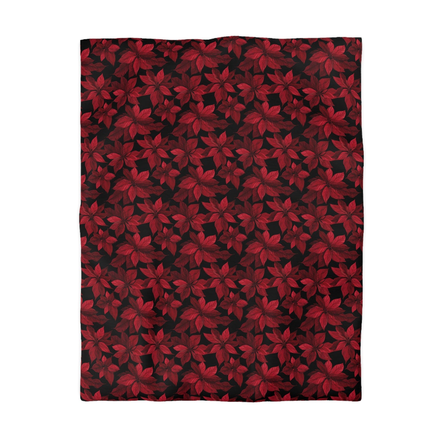 Midnight Poinsettia Garden Microfiber Duvet Cover
