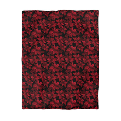 Midnight Poinsettia Garden Microfiber Duvet Cover