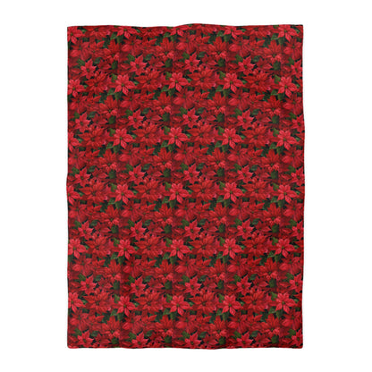 Copy of Winter Poinsettia Garden Microfiber Duvet Cover