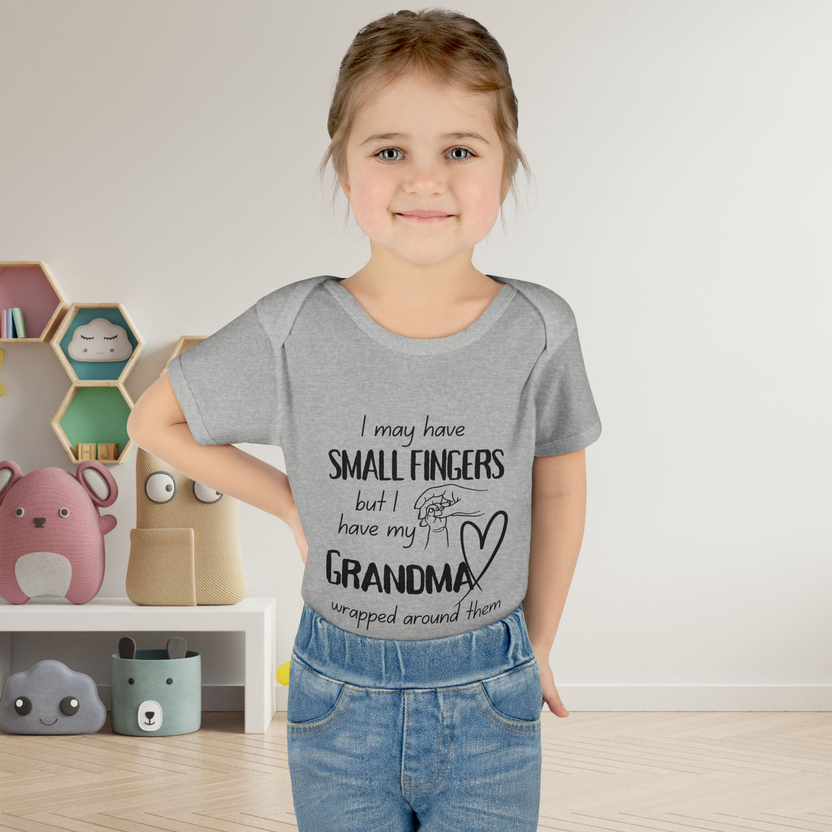 I May Have Small Fingers But I Have My GRANDMA Wrapped around them Infant Baby Rib Bodysuit
