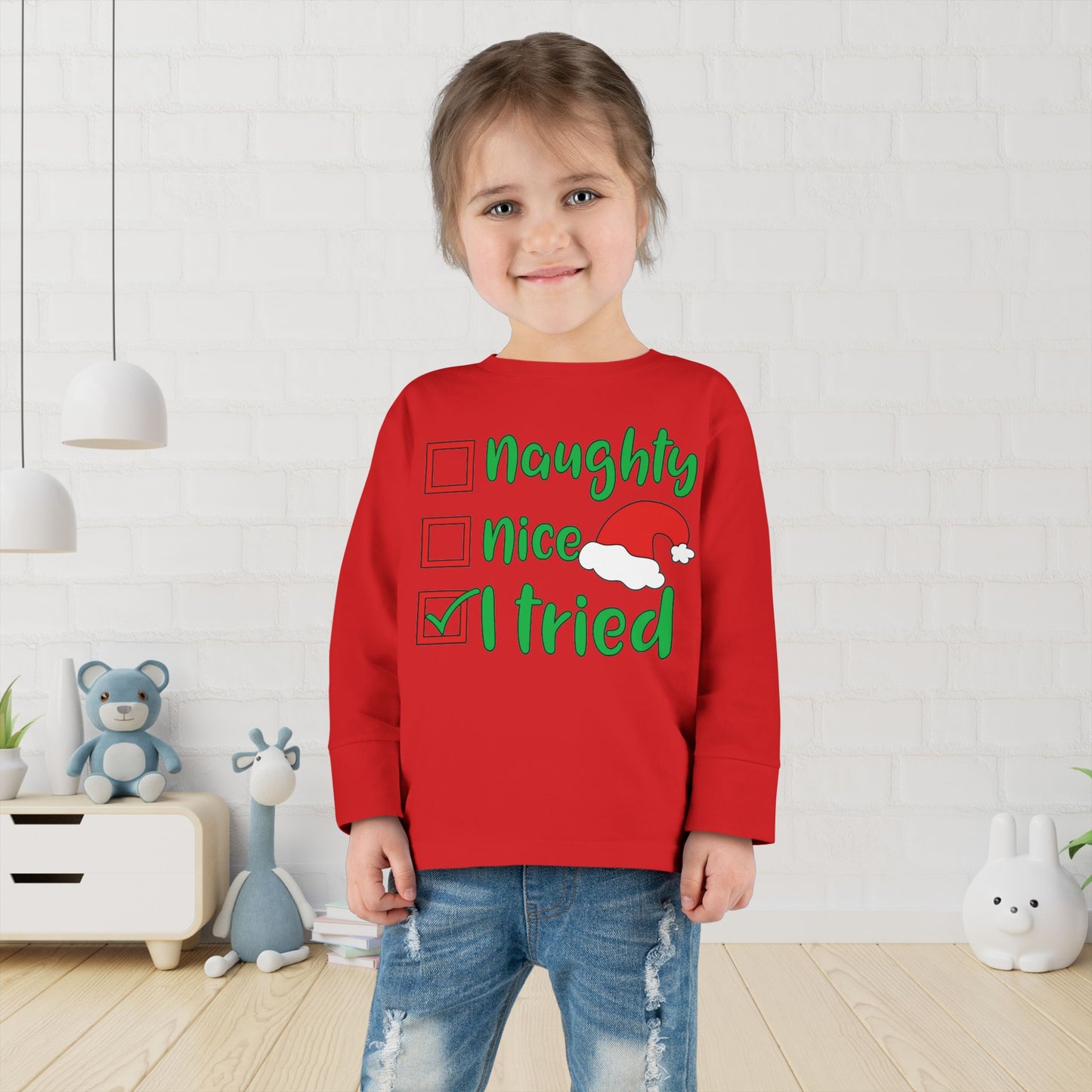 Naughty Nice I Tried Toddler Long Sleeve Tee
