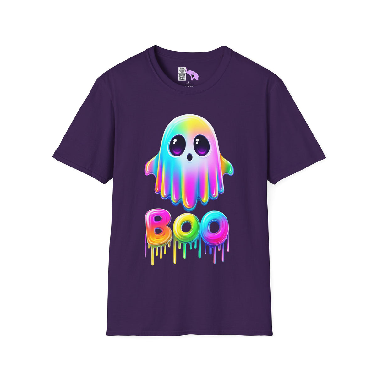 Neon Ghostly Boo Adult T-shirt
