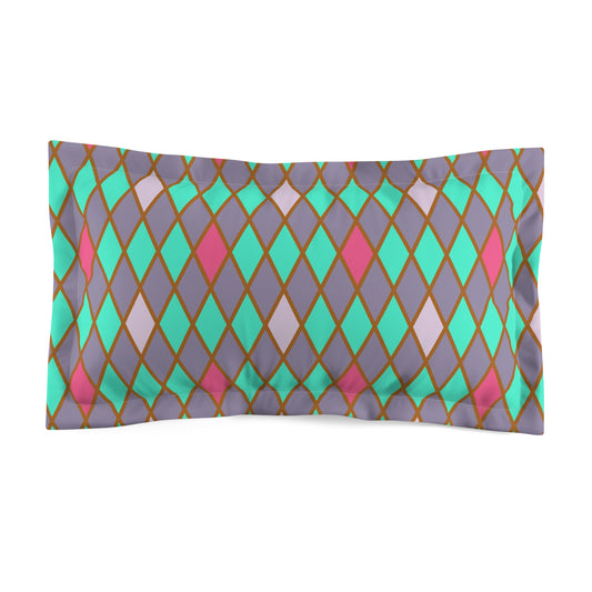 Teal/Pink Harlequin Microfiber Pillow Sham