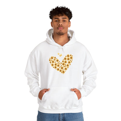 Sunflower Heart & Butterflies Heavy Blend™ Hooded Sweatshirt