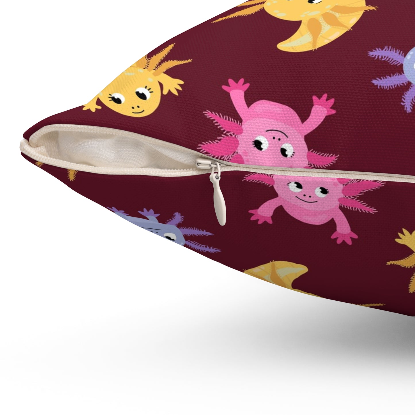 Crimson Axolotls Throw Pillow