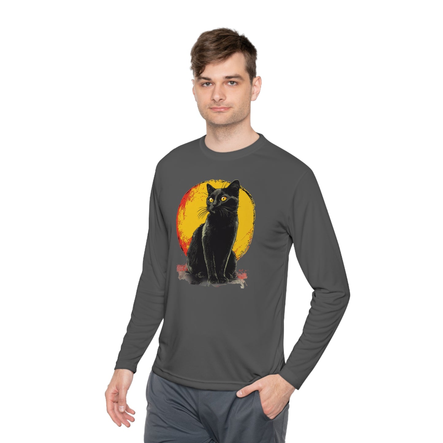 Black Cat Over Moon Adult Long Sleeve Tee