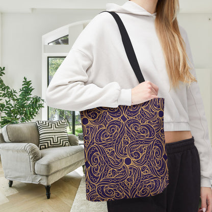 Golden Amethyst Radiance Mandala Canvas Tote Bag