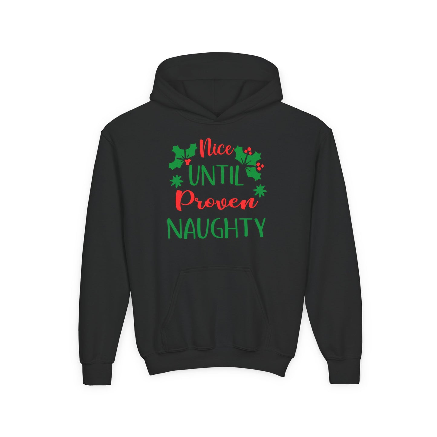 Nice Until Proven Naughty Youth Heavy Blend Hooded Sweatshirt
