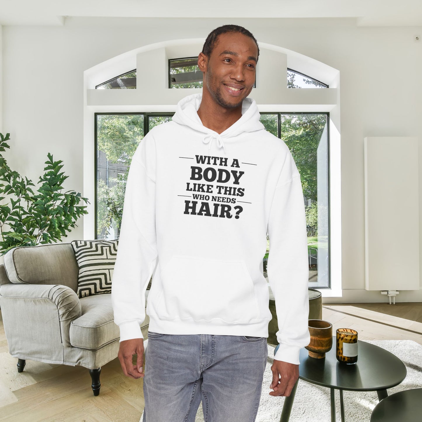 With A Body Like This Who Needs Hair? Adult Heavy Blend™ Hoodie
