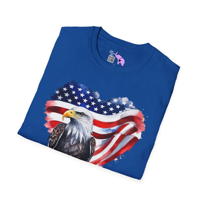 American Flag Heart w/Eagle Adult T-shirt