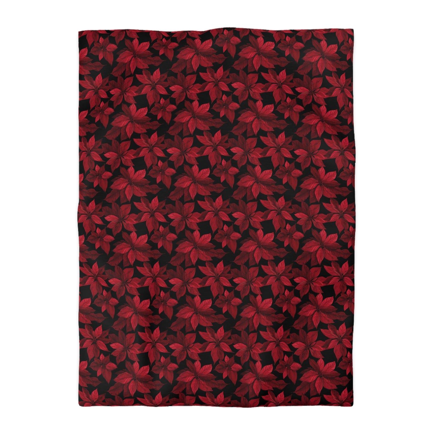 Midnight Poinsettia Garden Microfiber Duvet Cover