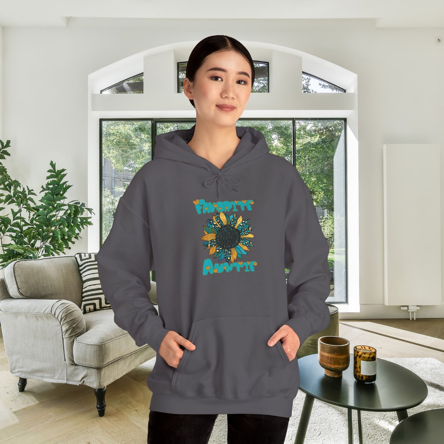 Favorite Auntie Teal/Gold Heavy Blend™ Hooded Sweatshirt