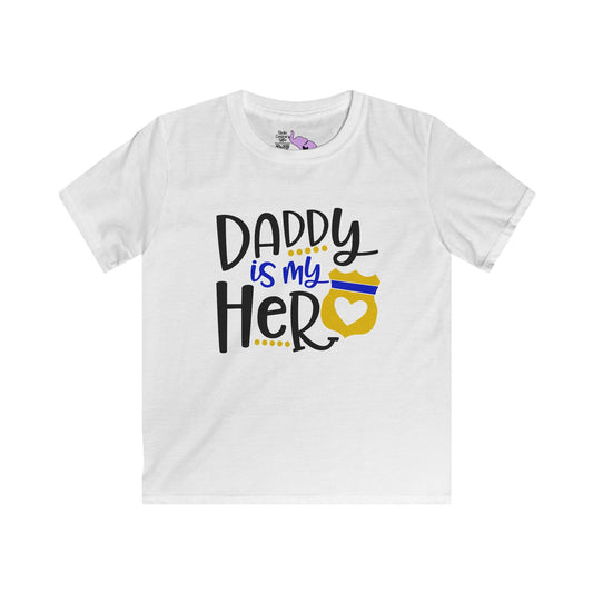 Daddy Is My Hero (Law Enforcement) Youth Softstyle Tee