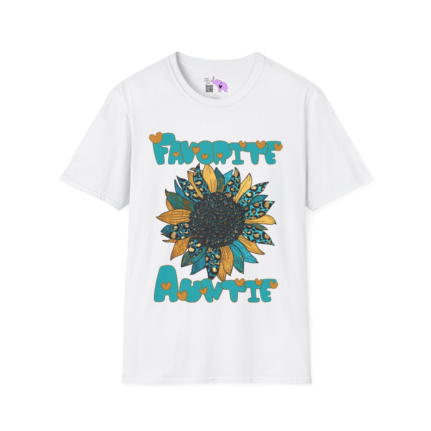 Favorite Auntie Teal/Gold Adult T-shirt