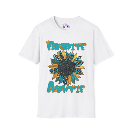 Favorite Auntie Teal/Gold Adult T-shirt