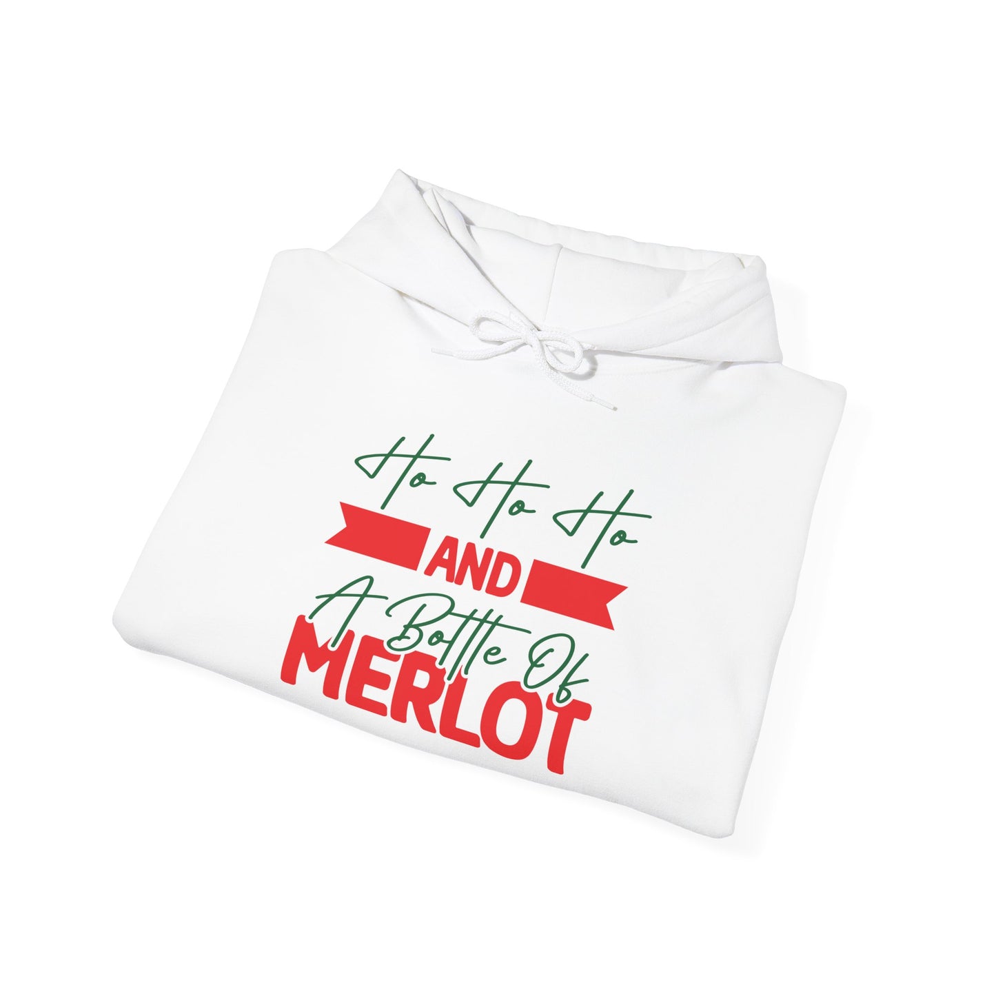 Ho Ho Ho And a Bottle of Merlot Adult Heavy Blend™ Hooded Sweatshirt