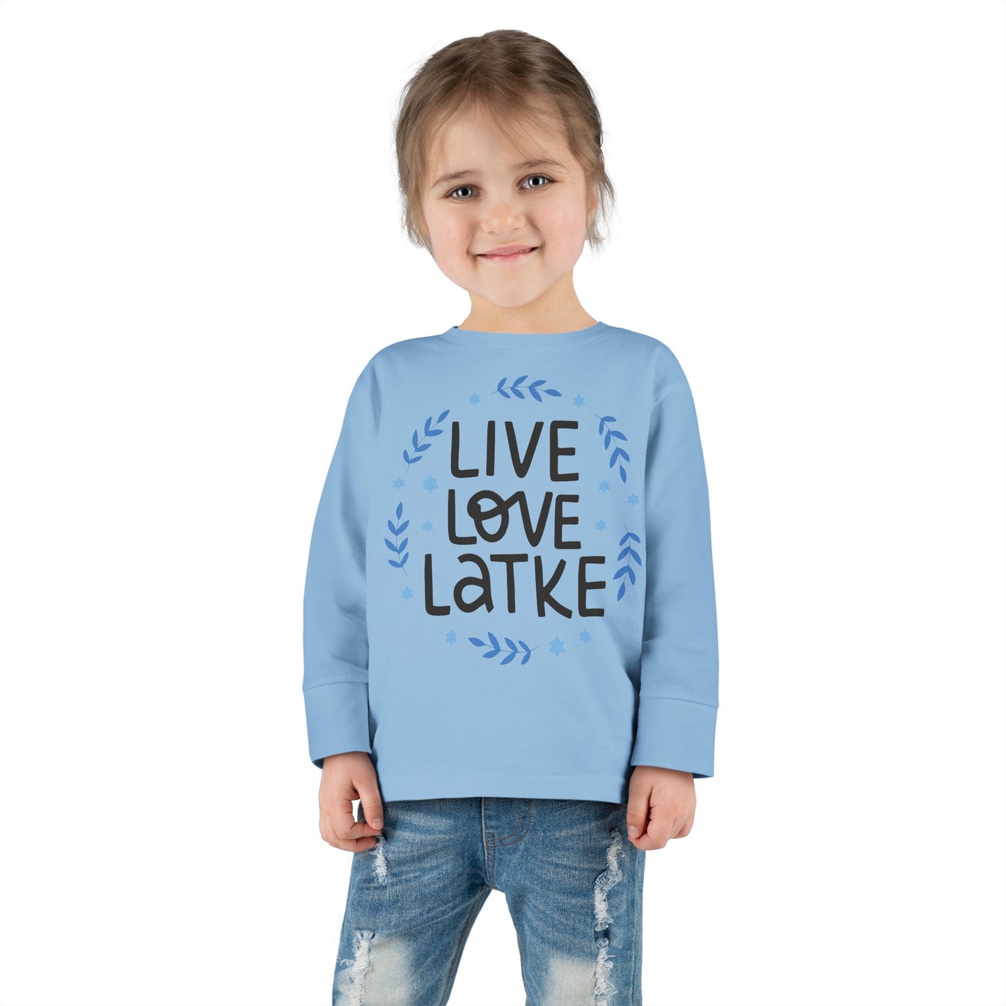 Hanukkah Live Love Latke Toddler Long Sleeve Tee