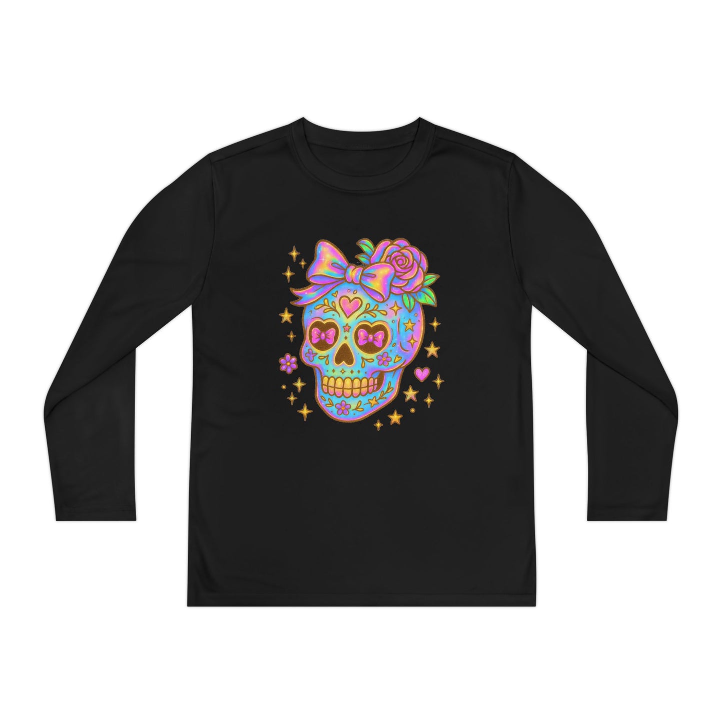Neon Sugar Skull Youth Long Sleeve Tee